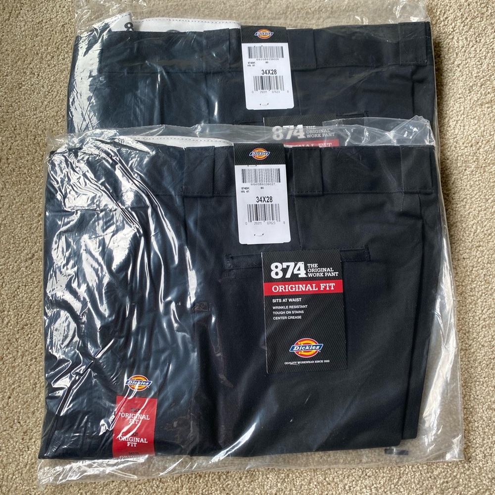 NWT (2) Pairs Men’s Black Dickies Work Pants 34x28